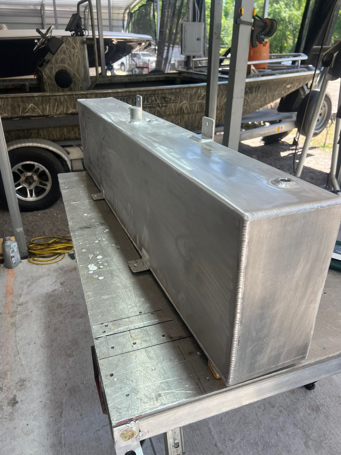 Brushed aluminum fuel tank