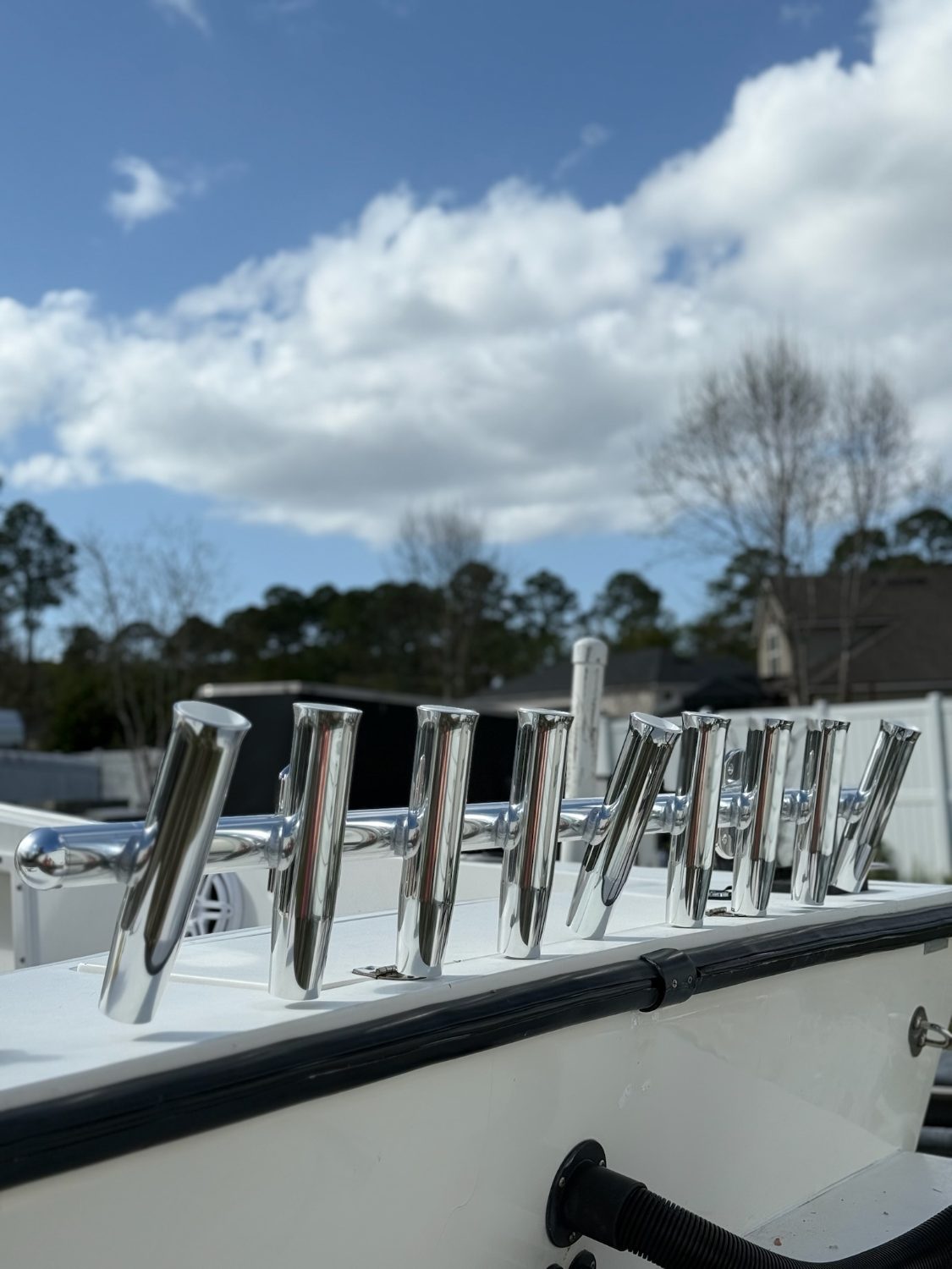 Polished stainless rod-holder rack